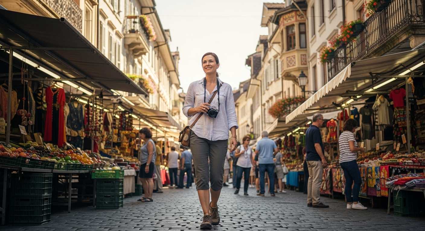 Solo female traveler exploring an affordable destination safely.